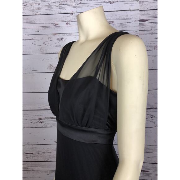 Dessy Collection lux chiffon black dress, V-neck on the front & back size 6 - Picture 9 of 12
